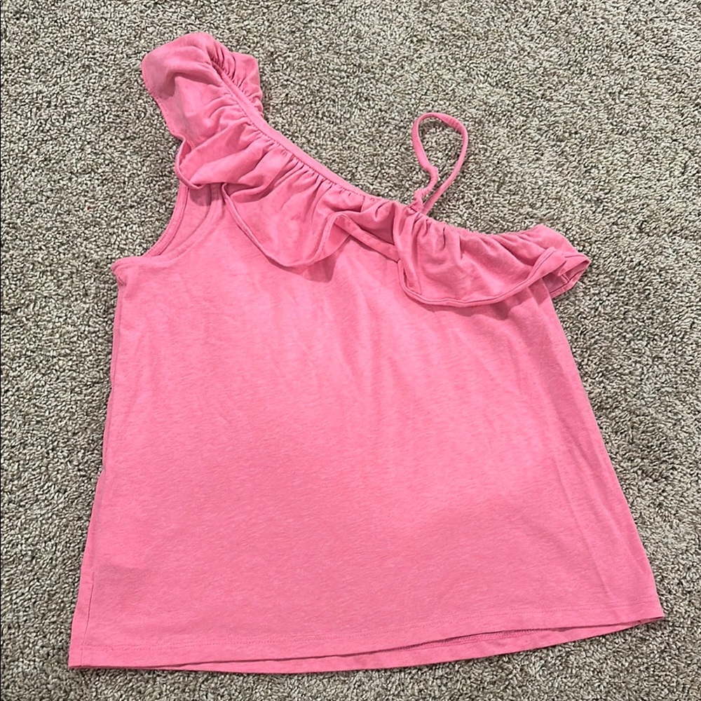 Pink Ruffled One-Shoulder Top